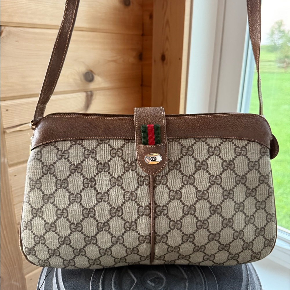 Gucci Beige and Brown GG Crossbody Bag